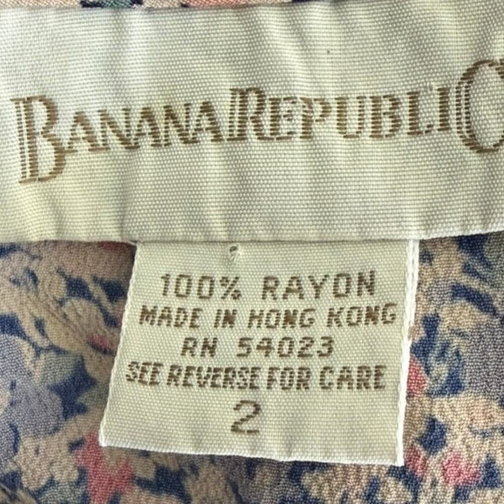 Vintage 90s Banana Republic Floral Dress Friends Era Rayon Button Front XS - Picture 3 of 6
